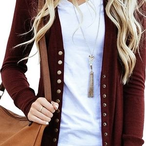 Dark red cardigan